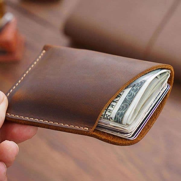 Vintage Leather Card Holder Organizer Bill Storage Bag Cowhide Men's Wallet C260304