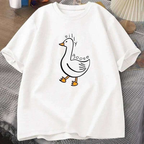 Silly Goose Varsity Women's T-Shirt Casual Print Summer Crew Neck Y2k Top Women Clothes Harajuku Fashion H260304