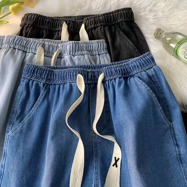 High Street Retro Elastic Waist Jeans For Men Autumn And Winter Designer Pants Loose Straight Wide-leg Pants Trendy Brand Versatile American Style Casual Long Pants