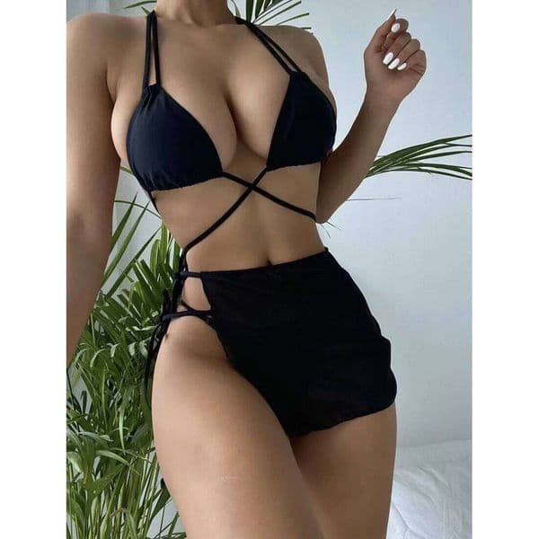 3 Pieces Thong Bikini 2025 Women With Skirt Trikini Swimwear Female Triangle Swimsuit Beach Wear Bathing Swimming Suit Summer Y260303