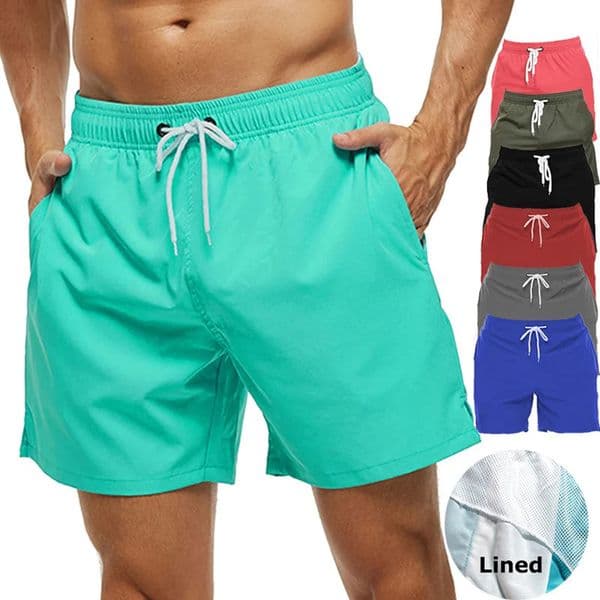 Mens Swim Trunks Summer Swimming Board Shorts Quick Dry Beach with Side Pockets and Mesh Lining Swimwear Bathing Suit 260228