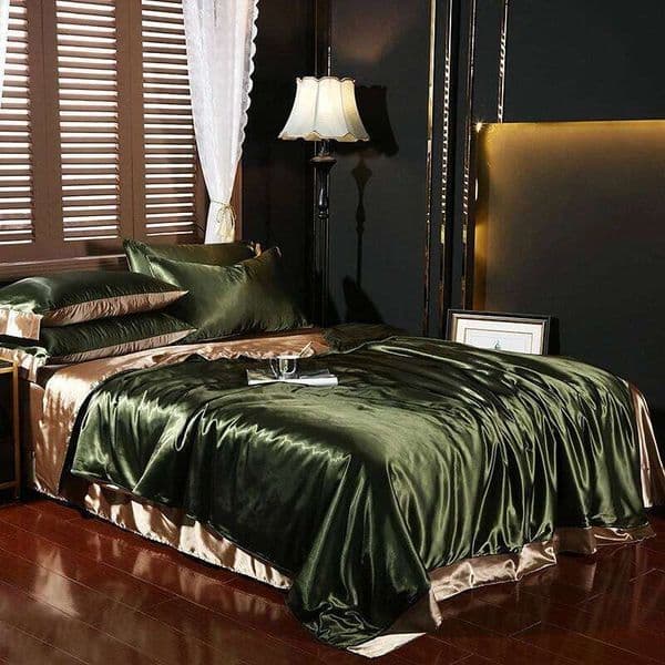 Natural Mulberry Silk Bedding Set Cover Fitted/Flat Bed Sheet Pillowcase Luxury Satin Bedsheet Solid Color King Queen Twin Size C260304