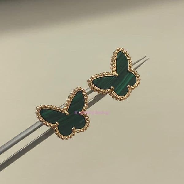 designer vanly cleeef earring Butterfly Earrings for Women 18k Rose Gold gold Peacock Green Earrings Pure Silver Turquoise
