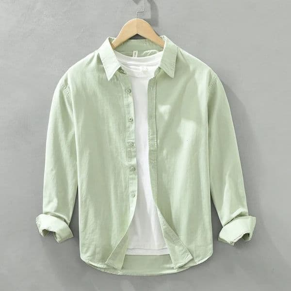 Mens long sleeve regular shirt Multi-color cotton plain shirt for Young men work tops Autumn mens clothing loose casual shirts 260302BJ