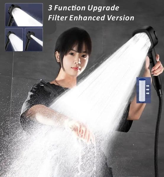 3 Modes High Pressure Shower Head Water Saving Adjustable OneKey Stop Massage Sprayer Bathroom Accessories 260304