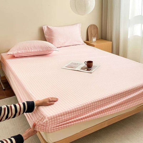 3-piece sheet set, gingham bed cover + a pair of pillowcases no core, home bedding, soft and comfortable for all seasons C260304