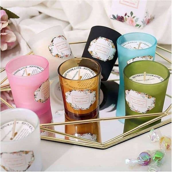 Scented Essential Oil - Smokeless Plant Wax Glass Jar Candle for Home Wedding Party Decor W260304