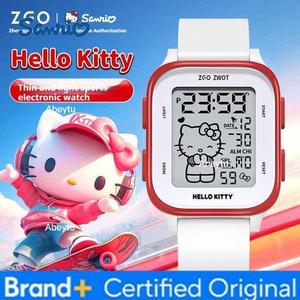 Sanrio Hellokitty Cinnamoroll Electronic Waterproof Student Sports Watch Cartoon Sports Watch Cartoon Kawaii Gift Toys H260304