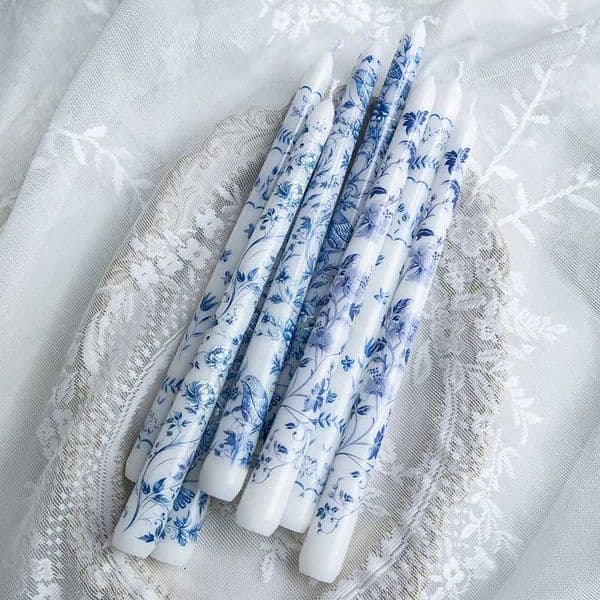 2pcs Chinese Style Long Candles Hand-painted Blue And White Porcelain Candle Soy Wax Scented Candles Party Wedding Home Decor S260303