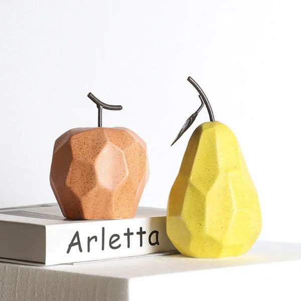 Nordic Sculpture Figurines For Interior Office Desk Accessories Home Decor Pear Apple Ceramic Decor Abstract Fruit Ornaments 260227