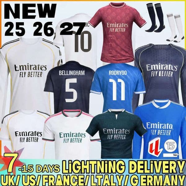 Reals Madrid 2026 Soccer Jerseys MBAPPE BELLINGHAM chandal VINI JR Children 25 26 27 Football Shirt Top Valverde Endrick RODRYGO CAMAVINGA Camiseta Jersey Kids