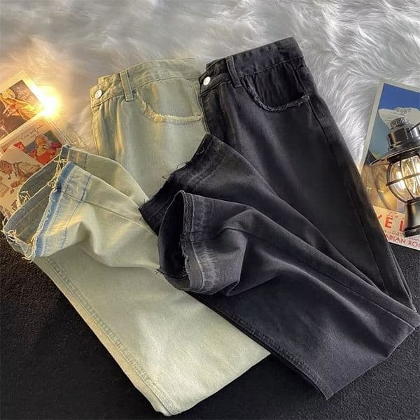 Men's Jeans For Autumn And Winter Distressed Vintage Style Trendy Casual Long Pants Straight Loose Fit High Street Hip-hop Designer Pants Wide-leg Trousers