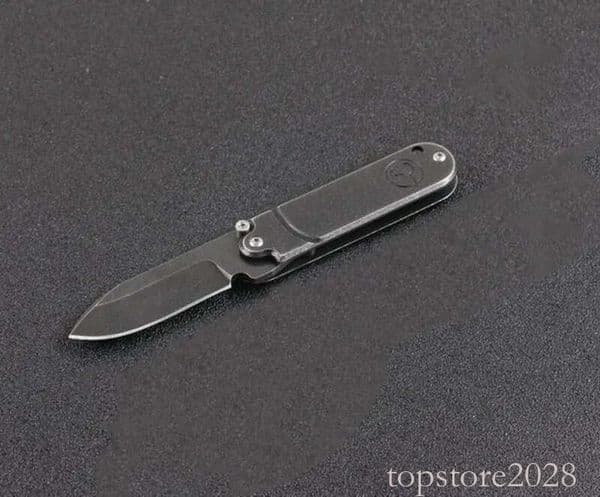 New Mini Folding Knife 440C stone wash Drop Point blade Steel handle EDC pocket knife keychain gift knives