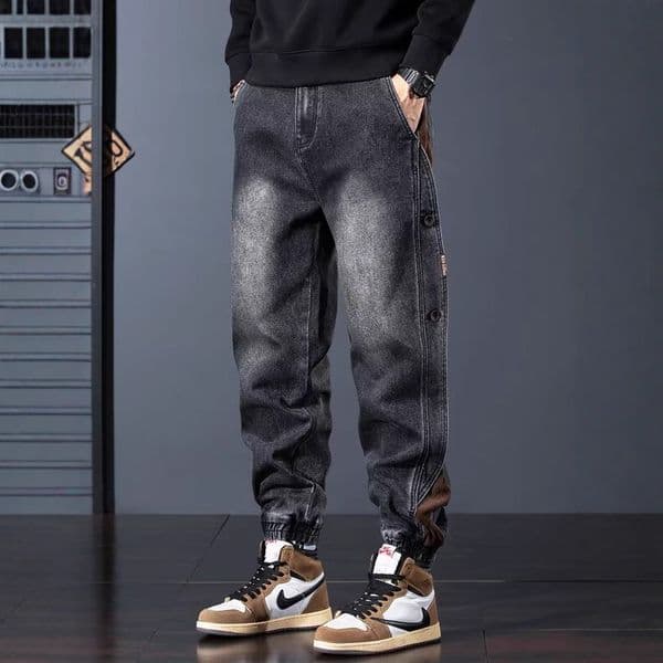 New Spring And Autumn Men's Jeans Casual Versatile Trendy Pants Large Size Elastic Waist Designer Pants Stretch Men's Pants