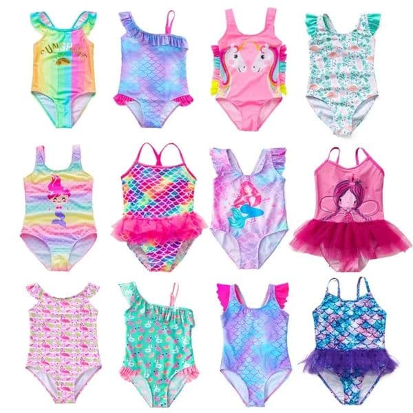 Girls Swimsuit Mermaid Fish Scale Unicorn Childrens Swimwear Girls Beachwear 2 3 4 5 6 7 8 Years260228BJ