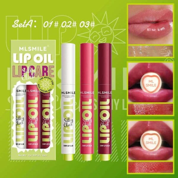 MLSMILE 3pcs/set Press Lipstick Solid Long-lasting Easy Color Moisturizing Pearl Mirror Lip Gloss H260303