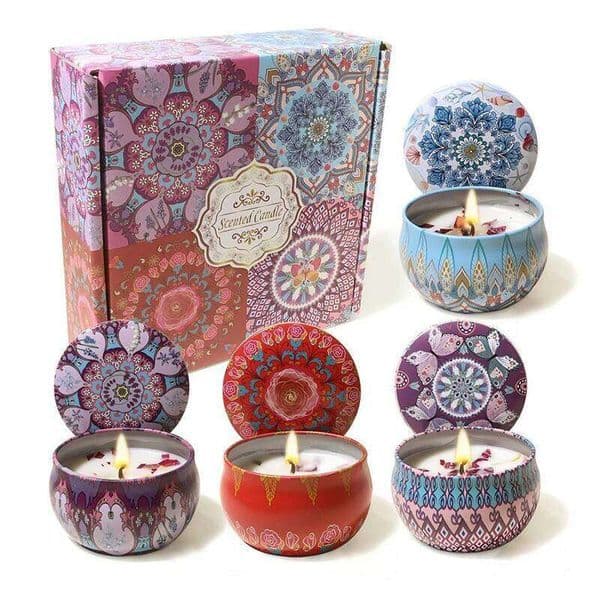 4PCS Scented Islamic Arabian Patterns Aromatherapy Candle Jar for Yoga SPA Relaxing Valentine's Day Anniversary Gift W260304