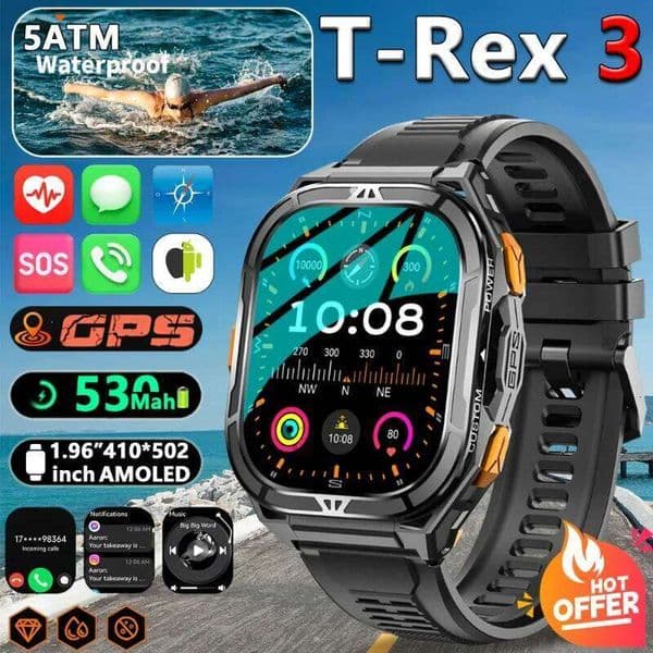 2026 NEW X5 Smart Watch 5ATM Waterproof GPS Dual-Frequency Tracking 1.96" AMOLED 530mAh Compass 170+ Sports Fitness Tracker 26H0304