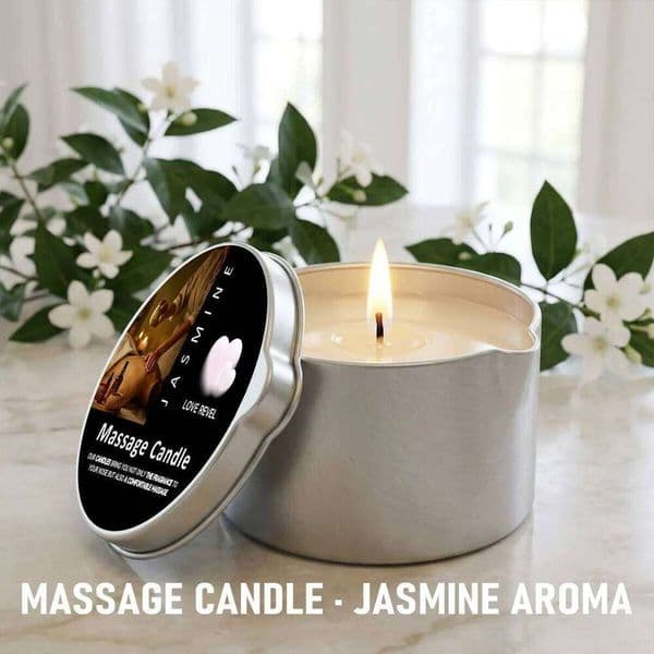 Massage Oil Jasmine 2oz Aromatherapy Candles with Soy Wax Moisturizing - Christmas Home Decoration Candle Holders Gift W260304