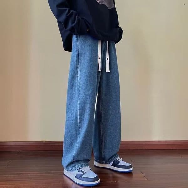 Vintage Men's Designer Pants Jeans For Spring And Autumn New American High Street Style Versatile Loose Pants Men's Trendy Wide-leg Trousers