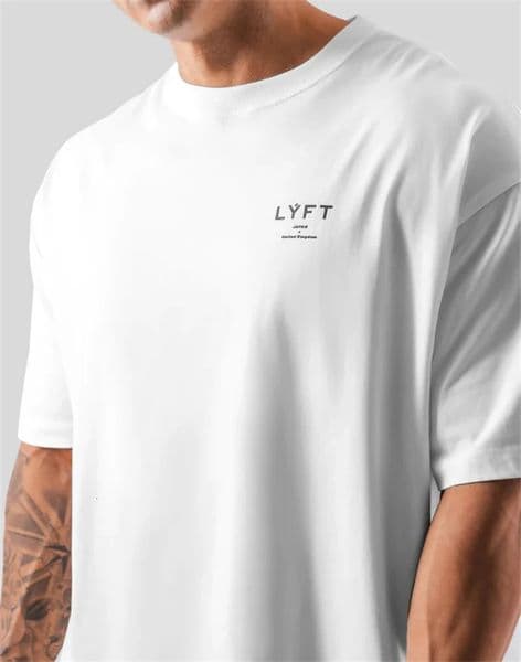 ONE POINT LYFT Print Big T Shirt Men Running Sport Gym Fitness Training Oversized 100 Cotton T-shirt Mens Bodybuilding Tee Tops260227BJ