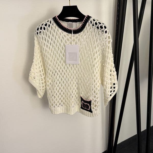 Women Breathable Hollow Out Knitwear Half Sleeve Knits Top Autumn Winter Knitted Pullovers Brand Knitwears