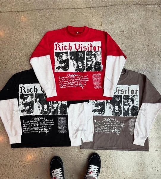 Men's Hoodies Fashion Trend Loose Casual Men Hoodie Vintage Harajuku Cotton Print Patchwork Long Sleeve Gothic Streetwear Oversized