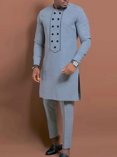 Mens Casual LongSleeved TwoPiece Set MidLength Top and Trousers 260302BANJIA
