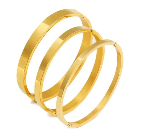 18K Gold Plated Stainless steel Bangle Classic Fashion lover Bracelet for Women Girl Wedding Mother Day Jewelry Women gifts