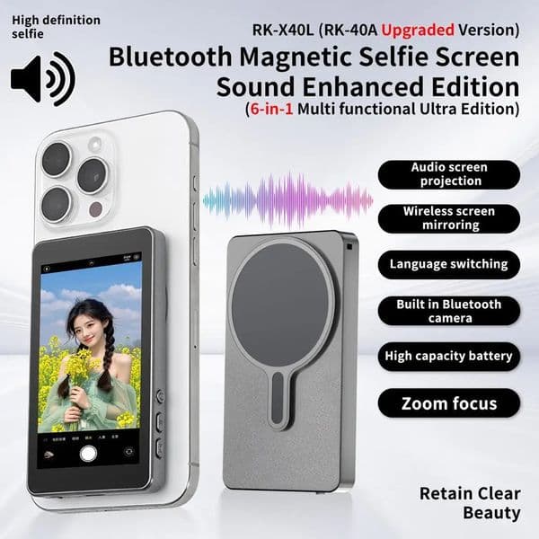 Magnetic Wireless Selfie Monitor Screen For IPhone Android 394 HD Expansion Display Rear Camera Vlog Live Video Recording 260302
