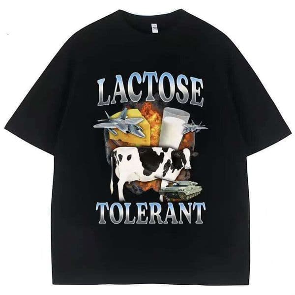 Lactose Tolerant Funny Milk Printed Shirt Retro Fashion Short Sleeve Summer Humor Women Casual T Shirts L260305
