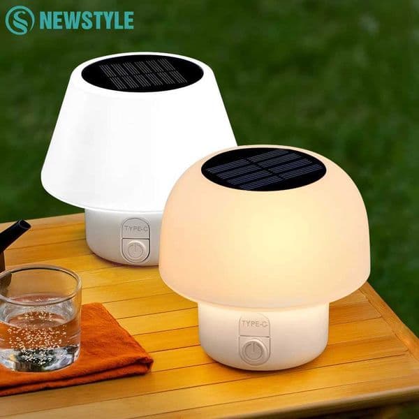 Solar Table Lamp Outdoor Indoor Portable Camping Solar Mushroom Lamp 4 Modes Waterproof Patio Garden Bedroom Yard Restaurant Bar H260305