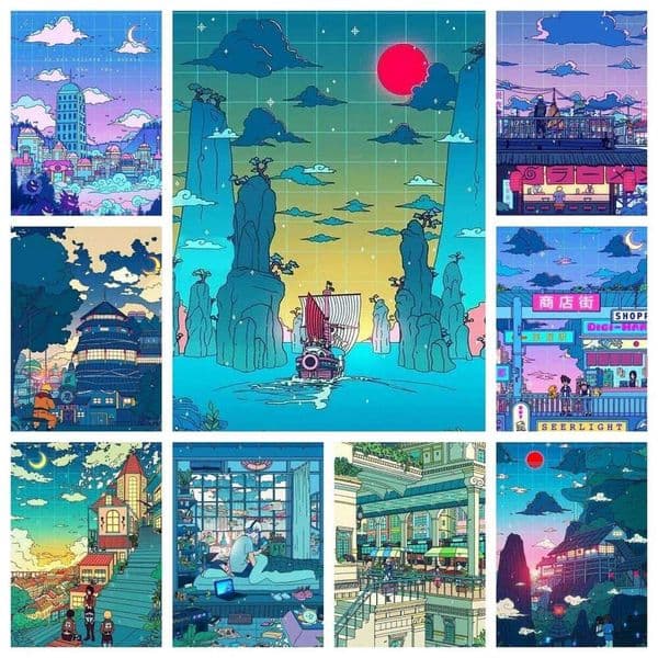 5D Diamond Painting Kits New Collection Art Colorful Anime Landscape Cross Stitch Rhinestone Picture Decor Embroidery Jewelry 26L0305