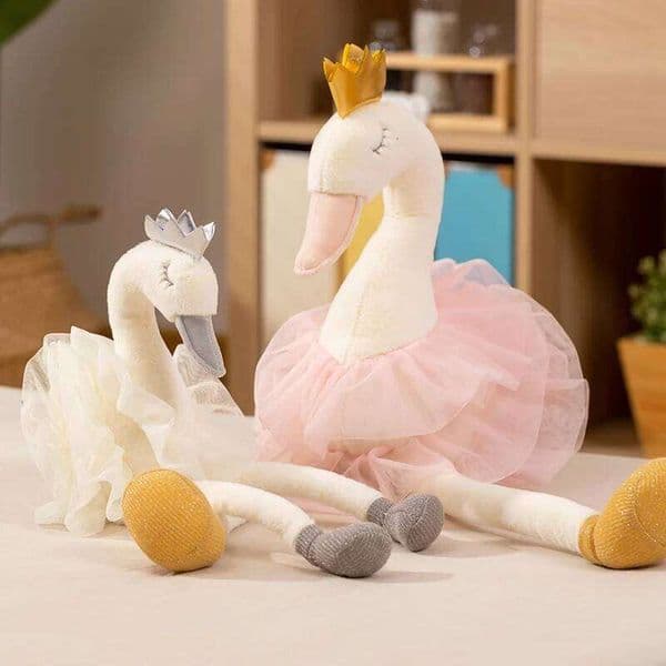 40/60CM Beautiful White&Pink Color Skirt Plush Toy Cute Cartoon Soft Pillow Stuffed Swan Doll Grils Birthday Gifts Home Dec H260304