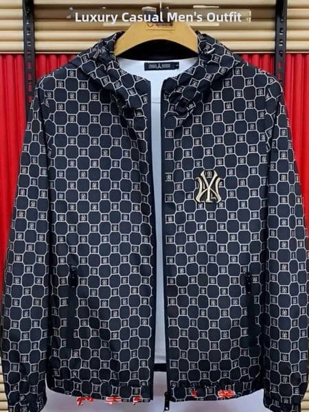Men's Casual Plaid Jaet Comfortable Faionable Printed Personali Spring Autumn Wear Polyester Fiber Zipper Closure Outer...