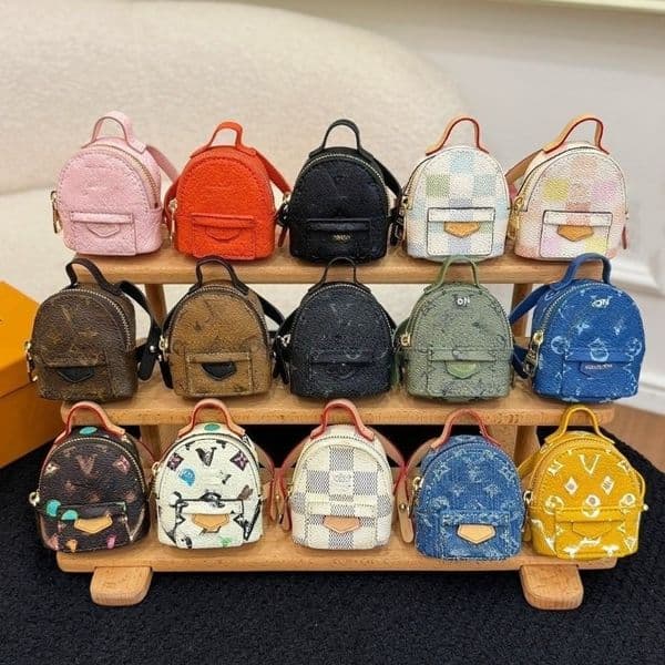 Luxury Mini Backpack Keychain for Women Men Monogram Bag Charm Pendant Genuine Leather Car Key Holder with Metal Hardware High Quality Couple Holiday Gift
