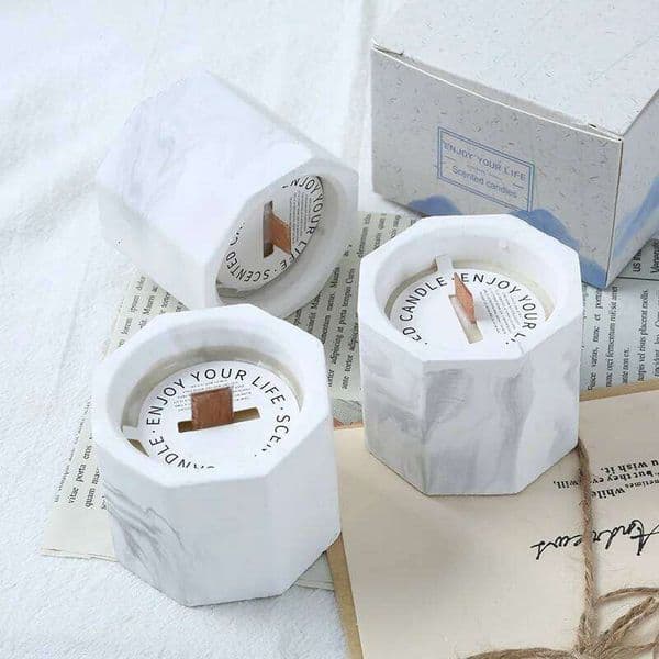 Soy Wax Scented Marble Design Smokeless Aromatherapy Jar Candle, Home Decor Relaxing Gifts for Wedding Birthday Valentin W260304 W260305