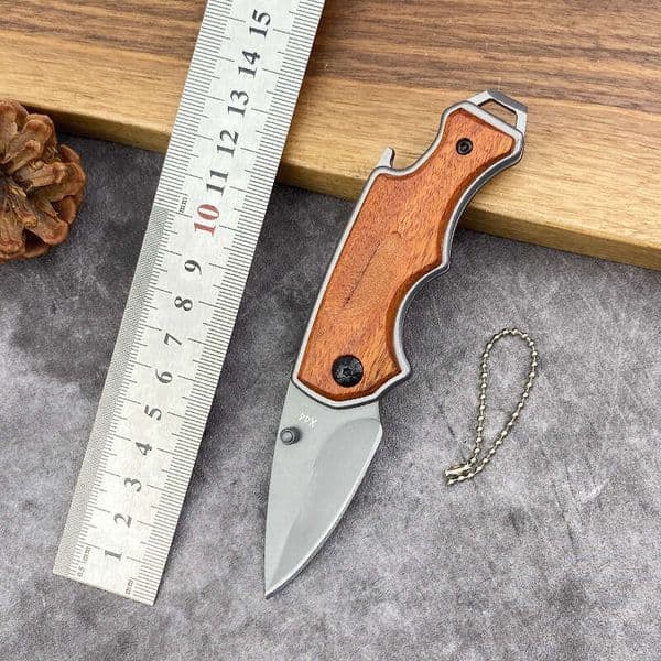 Red Sandalwood Folding With Bottle Opener And Tail Mallet Non-Locking Safe Multifunctional Portable Mini Knife Outdoor Equipment