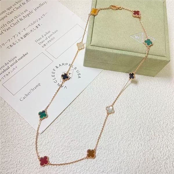 Jewelery clover necklace vanly Cleeef jewlery Four-leaf Clover Necklace for Women 10 Flowers Mini Irregular Color Natural Mother-of-Pearl Light Luxury
