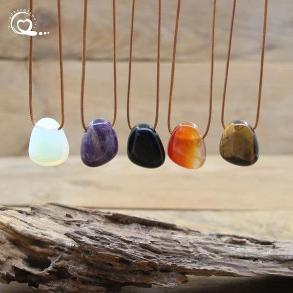 Natural Stone Nugget Pendant Necklace Healing Crystal Lapis Amethyst Tiger eye Aventurine Rose Quartz Opal Charms Jewelry QC3360 260302