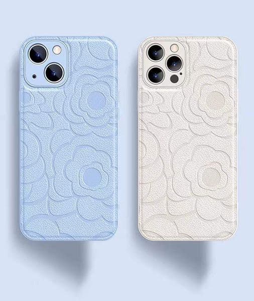 Retro Camellia Phone Case For Iphone 16 15 14 13 12 11 Pro Max Plus 16Pro Xs Leather Texture 16Promax Phone Case Soft 15Pro 14Promax Cover Simple 13Pro 12Promax Shell