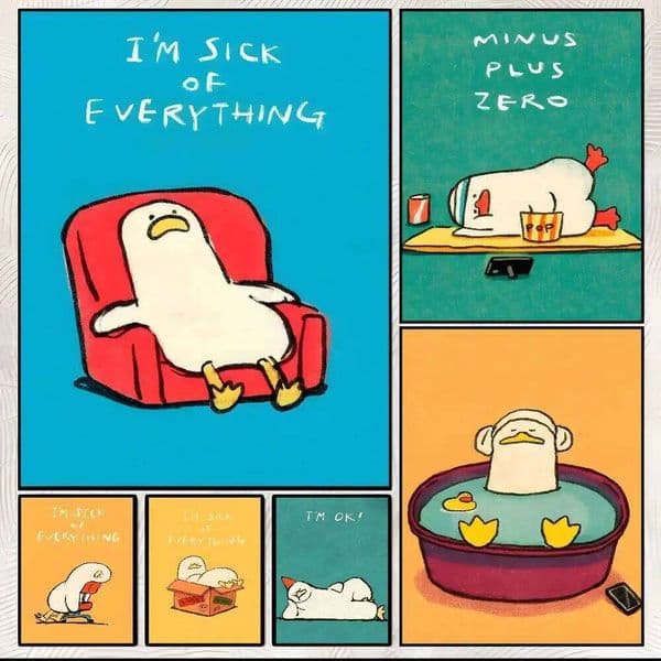 SSEBONG cute duck illustration Poster HD art sticky wall waterproof home living room bedroom aesthetic decoration 26L0305