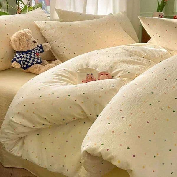 Ins Style Double-Layer Yarn Bedding Set Small Floral Print Super Soft Duvet Cover Kits Single Bed Bedclothes for All Seasons 26H0305