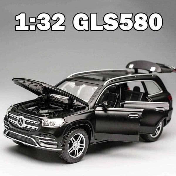 1:32 GLS580 GLE63S Diecast Alloy Model Miniature Toys Car Doors Opened with Sound Light Pull Back Ornament Children Popular Gift C260305