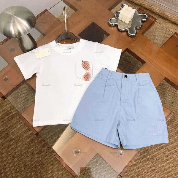Luxury baby T-shirt set boys girls tracksuits kids designer clothes short-sleeved and Blue shorts A161X05N042