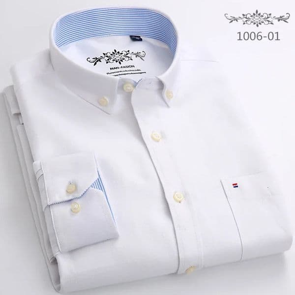 in shirt long-sleeve shirts for men slim fit formal plian shirt single pocket office clothes soft plaid cotton tops 260304