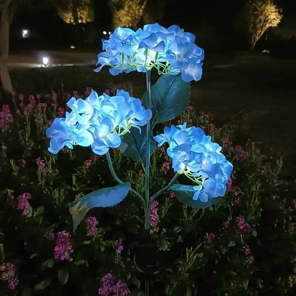 1PC Solar Hydrangea Lights With 3 Heads,LED Artificial Flower Lights,Used For Outdoor Yard, Garden,Lawn,Fence,Pathway Decoration 26H0305