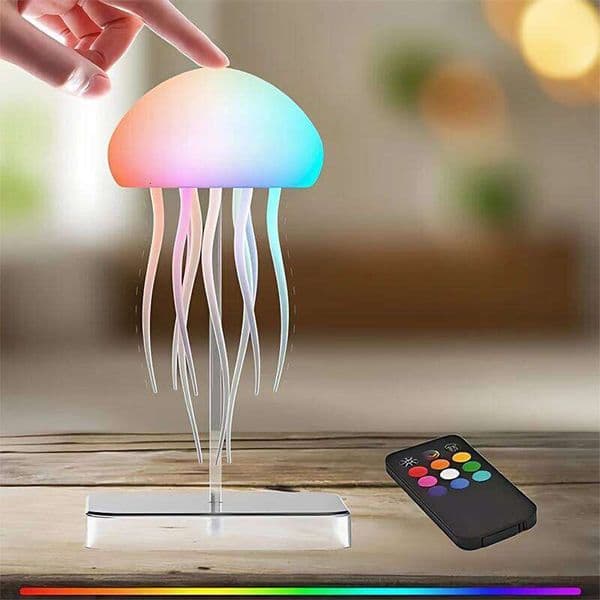 LED Cute Jellyfish Night Light Dancing Legs, RGB Gradient Lamp, Rechargeable Bedside Lamps with Touch Sensor 26W0305
