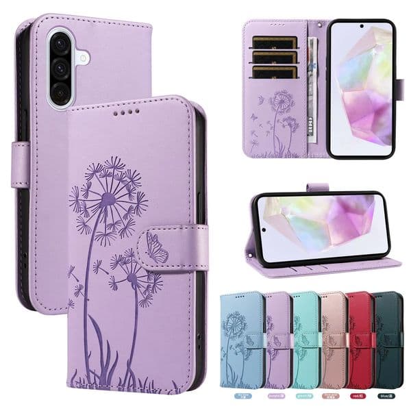 Leather Phone Case for Funda Samsung Galaxy A17 A07 A56 A36 A26 A16 A06 A55 A35 A25 A15 A05 S Cases Dandelion Wallet Flip Cover