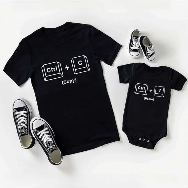 Designer 2026 Copy Paste Shirt Father And Baby Matching C baby Ctrl V Print Daddy Daughter Shirts New Fathers Day Gift W240816 Free Shipping